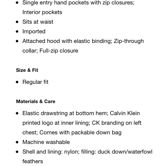 NWT CALVIN KLEIN Packable Down Jacket Hooded Zip Up - Picture 16 of 16